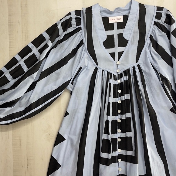 KINGA CSILLA block print cotton tuckernuck kaftan tunic dress XS - Picture 4 of 9